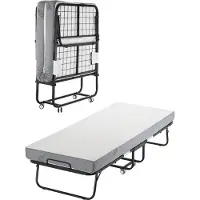 Vevor Rollbett Klappbett mit 12,5 cm Matratze, faltbares Einzelbett mit Memory Foam-Matratze (190 x 81 cm), 136,1 kg belastbares Gästebett für Erwachsene, Metallbett für Schlafzimmer Wohnzimmer