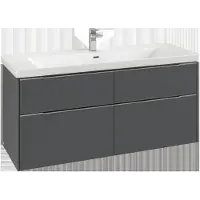 Villeroy & Boch Subway 3.0 Waschbeckenunterschrank, LED-Beleuchtung, 4 Auszüge, Waschbecken mittig, 1272x576x478mm, C602L2AF, Farbe: Front/Korpus: Soft Green, Griff: Soft Green