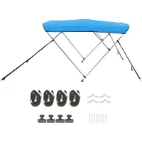 SucceBuy Bimini Top Bootsverdeck Bootdach Sonnenverdeck Blau 3 Bögen 216-229 cm