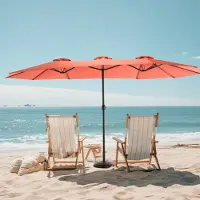 LVHOM Sonnenschirm Doppelsonnenschirm mit Kurbel 4,53m x 2,67m, Ampelschirm, Kurbelschirm wasserabweisend, Marktschirm Kippbar 360° Drehbar, Orange