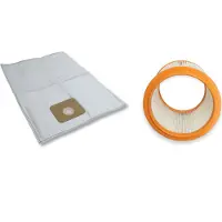 Kallefornia 5 Staubsaugerbeutel + 1 auswaschbarer Filter für Nilfisk Multi II 30 T Inox