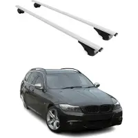 Omtec Dachquerträger für BMW 3er E91 Touring, Baujahr 2004-2012, Stahl, Silber