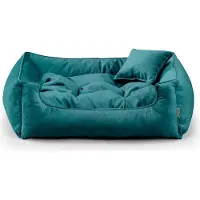 POOM Hundebett BASEL – Bequeme Hundeliege aus langlebigem Stoff, gemütliches Hundekissen XS–3XL (3XL-130x110, Smaragd)