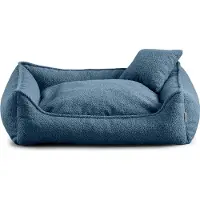 POOM Hundebett Grosse Hunde Bear - Hundekissen Waschbar - Inklusive kleines Kissen - Farb- und Größenwahl (S - 65x55, Blau)