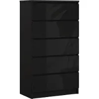 3Xeliving Kommode mit 5 Schubladen, Mattschwarz/Schwarz Glanz, 125 x 70 x 39 cm