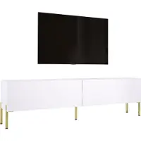 3Xeliving TV-Schrank : MattWeiß mit Beinen in Gold, 170 x 52 x 32 cm