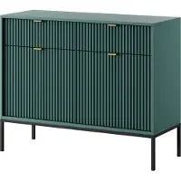 3Xeliving Kommode: 2 Schubladen, 2 Türen, Labrador, Labrador, Schwarz, goldene Griffe