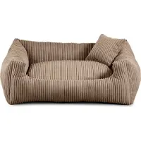 POOM Hundebett – Weiches, geripptes Material mit Polyurethanschaumstoff-Füllung, schmutzabweisend, in verschiedenen Farben und Größen, inkl. kleinem Kissen (XL - 100x75, Hellbraun)