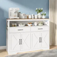 UnboxG Sideboard 140×40×105 cm Weiß, Küchen- & Esszimmer Schrank mit 2 Schubladen & 2 Türen, Stauraum- & Aufbewahrungsmöbel, Modernes, platzsparendes Design