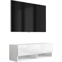 3Xeliving TV-Lowboard 100 cm Mattweiß / Hochglanzweiß, 100 × 32 × 34 cm