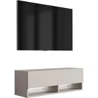 3Xeliving TV-Lowboard 100 cm Kaschmir, LED weiß, 100 × 32 × 34 cm
