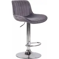 In And OutdoorMatch Luxus Barhocker Maximillia – Grau – Chrom – Deluxe Design – Rückenlehne – Fußstütze – Für Küche und Bar – Gepolsterte Sitzfläche – Samt