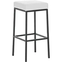 In And OutdoorMatch Barhocker Josue - Sitzhöhe 85cm - Ohne Rückenlehne - 1er Set - Ergonomisch - Barstühle für Küche oder Kantine - Quadratisch - Weiß/schwarz