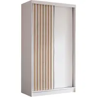 AX Living Cabinio Kleiderschrank 120cm breit Schiebetüren Weiß/Artisan