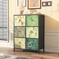 CDGlobal Kommode, 6 Stoffschubladen mit Griffen, Aufbewahrungsschrank, Schubladenschrank, Schrank, Metallgestell, stoffkommode für Schlafzimmer, für Wohnzimmer, Flur, Büro