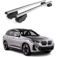 Omtec Dachquerträger für BMW IX3 G08, Baujahr 2020-2024, Aluminium, grau, 2 Stück