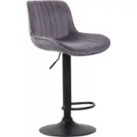 In And OutdoorMatch Luxus Barhocker Jalon - Grau - Schwarz - Deluxe Design - Rückenlehne - Fußstütze - Für Küche und Bar - Gepolsterte Sitzgelegenheit - Samt
