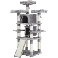 In And OutdoorMatch Luxus-Kratzbaum für Katzen Ynske – Grau – Weiche Katzenkorb-Hängematte – Katzenspielzeug – Geeignet für kleine Kätzchen – 50 x 50 x 172 cm