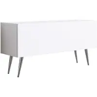 3Xeliving TV-Schrank: Mattweiß, Chrombeine, 100 x 52 x 32 cm