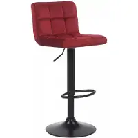 In And OutdoorMatch Luxus Barhocker Rita – Rot – Schwarz – Samt – Modernes Design – Rückenlehne – Fußstütze – Für Küche und Bar – Gepolsterte Sitzgelegenheit