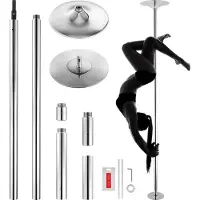SucceBuy Professionelle Tanzstange, Hochleistungs-Set, verstellbar, tragbar, 45 mm Edelstahl, für Home Gym Club, Silber