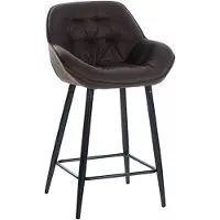 In And OutdoorMatch Luxus Barhocker Marjolaine - Braun - 4-Bein-Gestell - Deluxe Design - Rückenlehne - Fußstütze - Für Küche und Bar - Gepolsterte Sitzgelegenheit
