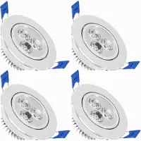 ROSNEK 4x 3W LED Schwenkbar Einbaustrahler Panel Deckenleuchte Strahler Einbauleuchte Deckenlicht, Kaltweiß