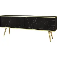 3Xeliving TV-Schrank Blum Oro Schwarz/Marmorschwarz Royal 135 mit goldenen Beinen
