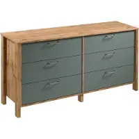 AX Living Kommode mit Schubladen Iseonia K6S Modern Eiche Wotan/Green