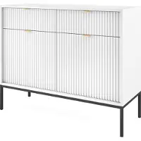 Minio , Kommode "NOVA", 104 cm, schwarze Metallfüße, Weiße Farbe