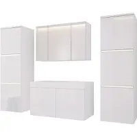 3Xeliving Badmöbel Set in Weiß/Weiß Glanz, Badezimmermöbel set, Badezimmer Set Möbel