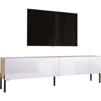 3Xeliving TV-Schrank : Wotan-Eiche / Weiß Hochglanz mit Beinen in Schwarz