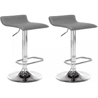 In And OutdoorMatch Luxus Barhocker Renata – Grau – Chrom – Modernes Design – 2er-Set – Fußstütze – Für Küche und Bar – Gepolsterte Sitzgelegenheit – Kunstleder