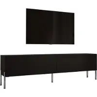 3Xeliving TV-Schrank : Mattschwarz / Schwarz glänzend mit Beinen in Chrom, B 170 cm