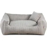 POOM Hundebett – Weiches, geripptes Material mit Polyurethanschaumstoff-Füllung, schmutzabweisend, in verschiedenen Farben und Größen, inkl. kleinem Kissen (XS - 55x45, Hellgrau)