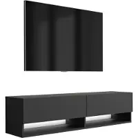 3Xeliving TV-Lowboard 140 cm Mattschwarz, LED weiß, 140 × 32 × 34 cm