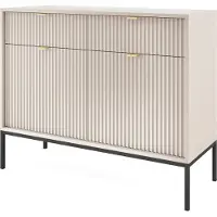 3Xeliving Kommode: 2 Schubladen, 2 Türen, Kaschmir, Schwarz, 104 x 83 x 39 cm
