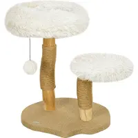 Fortuna Lai Kratzbaum 61,5 cm hoch Katzenkratzbaum mit Spielball, Betten, Katzenturm mit Katzenkratzbrett, für Katzen unter 5 kg, Birnbaumholz, Weiß