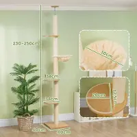 Youjia Deckenhoher Kratzbaum, Anti-Kipp-Sicherung, Sisal-Seilpfosten, Holzwerkstoff, Eiche+Cremeweiß