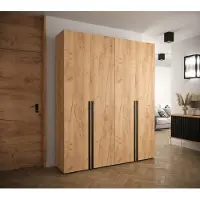 Minio Kleiderschränk 200 cm MANHATTAN 2 Oak Craft Gold + schwarzer Griff