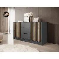 Minio go for it, Kommode, "NELLY", dreitürig, Graphit -Artisan Eiche