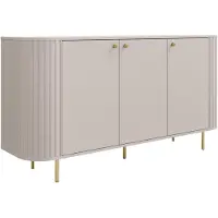 AX Living Kommode Halay Beige, 3 Türen Moderne Rillenstruktur 164,6 cm mit, runden Kanten