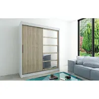 Minio Kleiderschränk 180 cm ROMA 1 Weiß / Sonoma Eiche