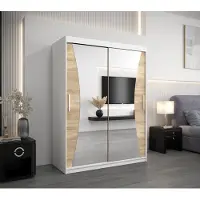 Minio Kleiderschränk 150 cm MONACO Weiß / Sonoma Eiche