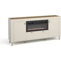 Minio , Kommode "ASSO 7", mit LED-Feuerstelle, violette LED, 177 cm, Kashmire Farbe / Whisky Eiche