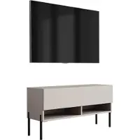 3Xeliving TV-Lowboard 100 cm Kaschmir, gerade schwarze Beine, 100 × 32 × 52 cm