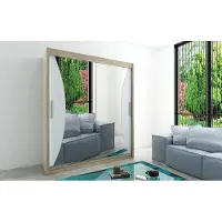 Minio Kleiderschränk 200 cm MONACO Sonoma Eiche / Weiß