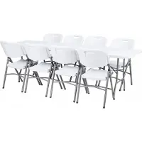 BDW Gartentisch mit 8 Sitzhocker Klapptisch Klappbar 180x75 cm mit Tragegriff,