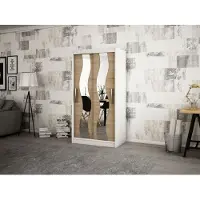 Minio Kleiderschränk 120 cm SEWILLA Weiß matt / Sonoma Eiche