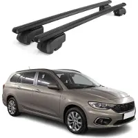 Omtec Dachquerträger für Fiat Tipo Kombi, Baujahre 2016-2023, Aluminium, Schwarz, mit Allgemeine Betriebserlaubnis (ABE)